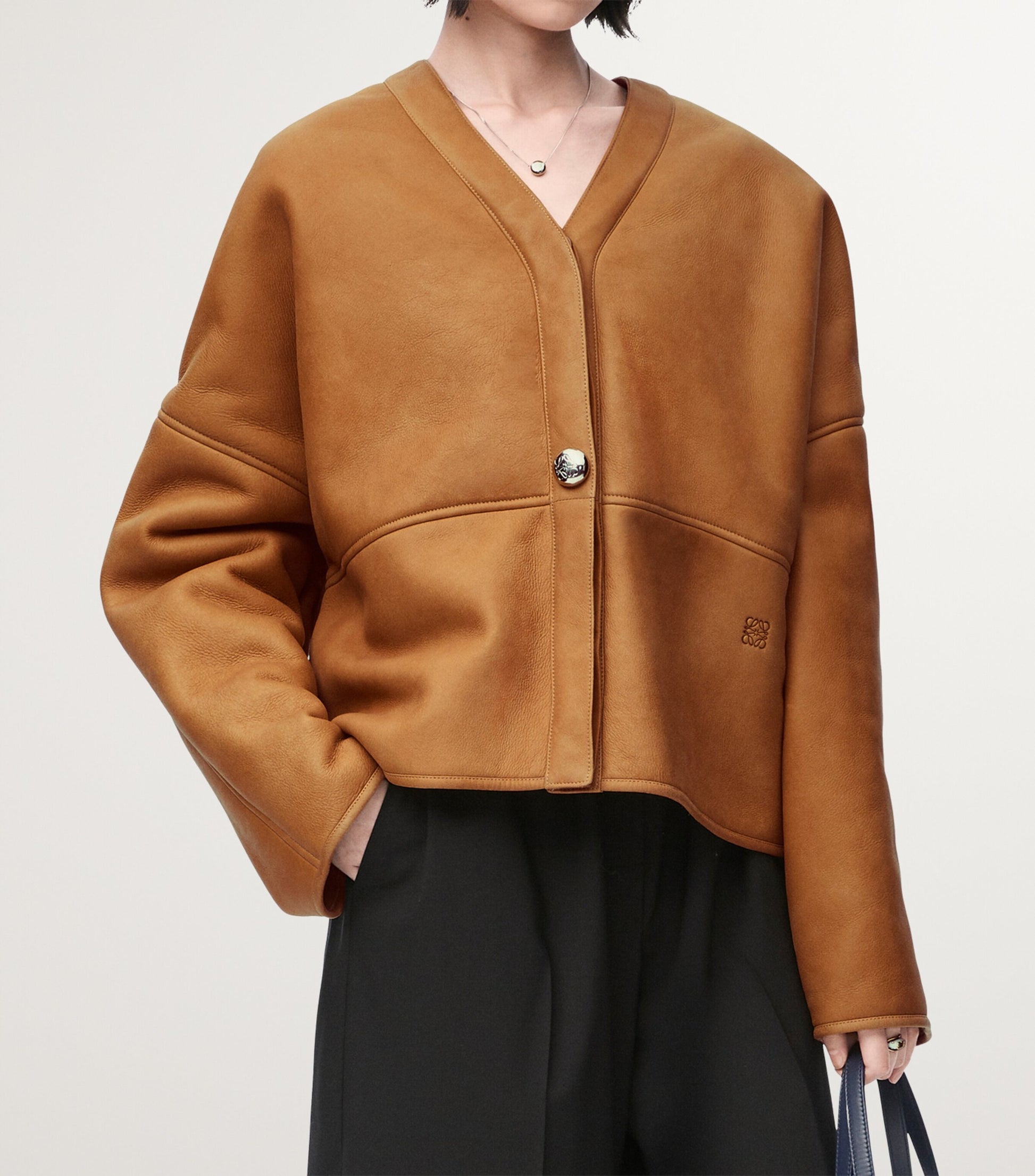 LOEWE Brown Shearling Cardigan
