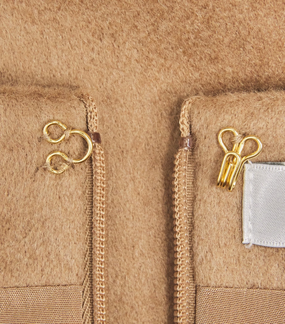 Beige Camel Wool Midi Skirt