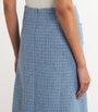 Blue Tweed Sequinned Midi Skirt