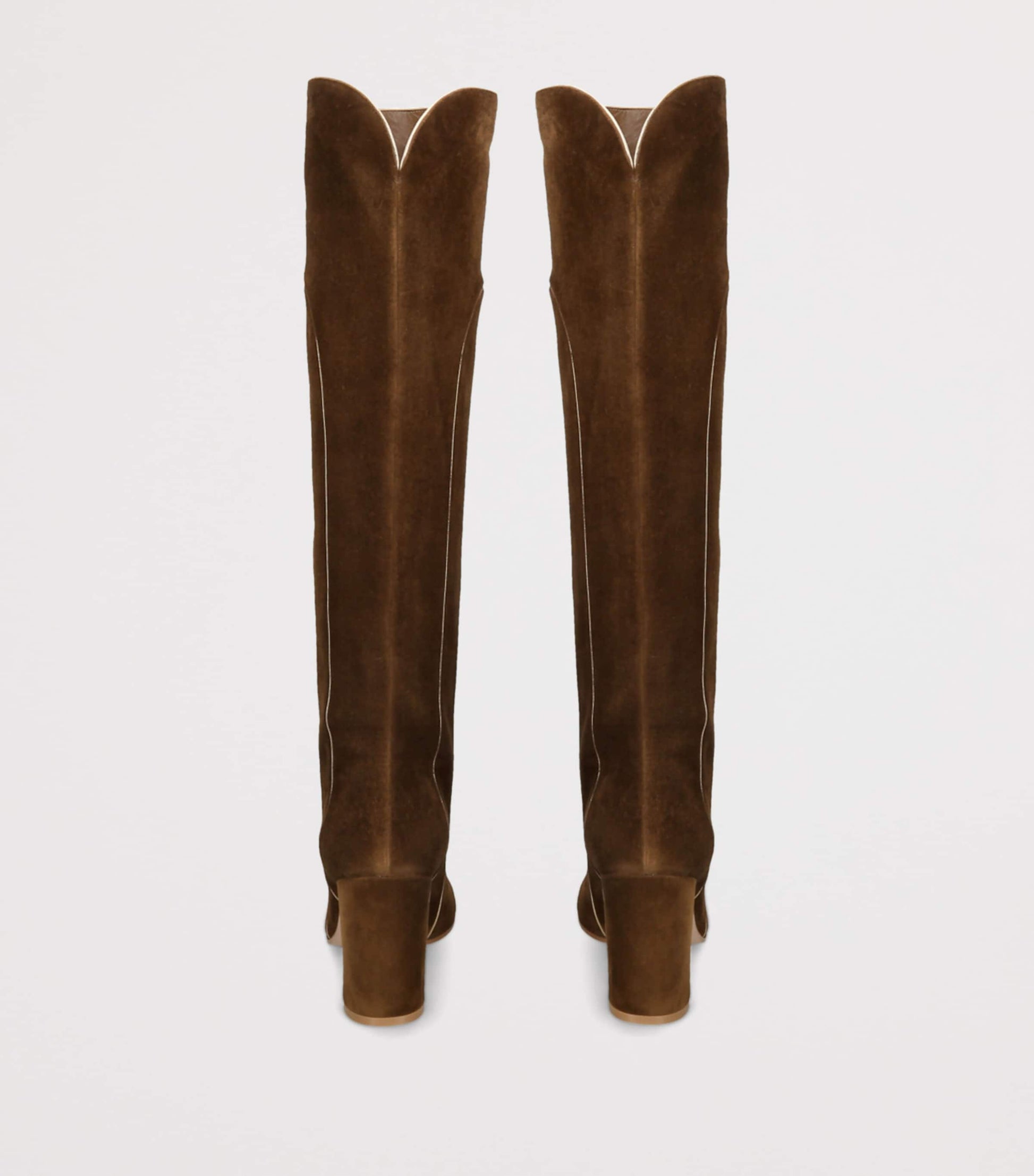 Beige Suede Panelled Knee-High Boots 45