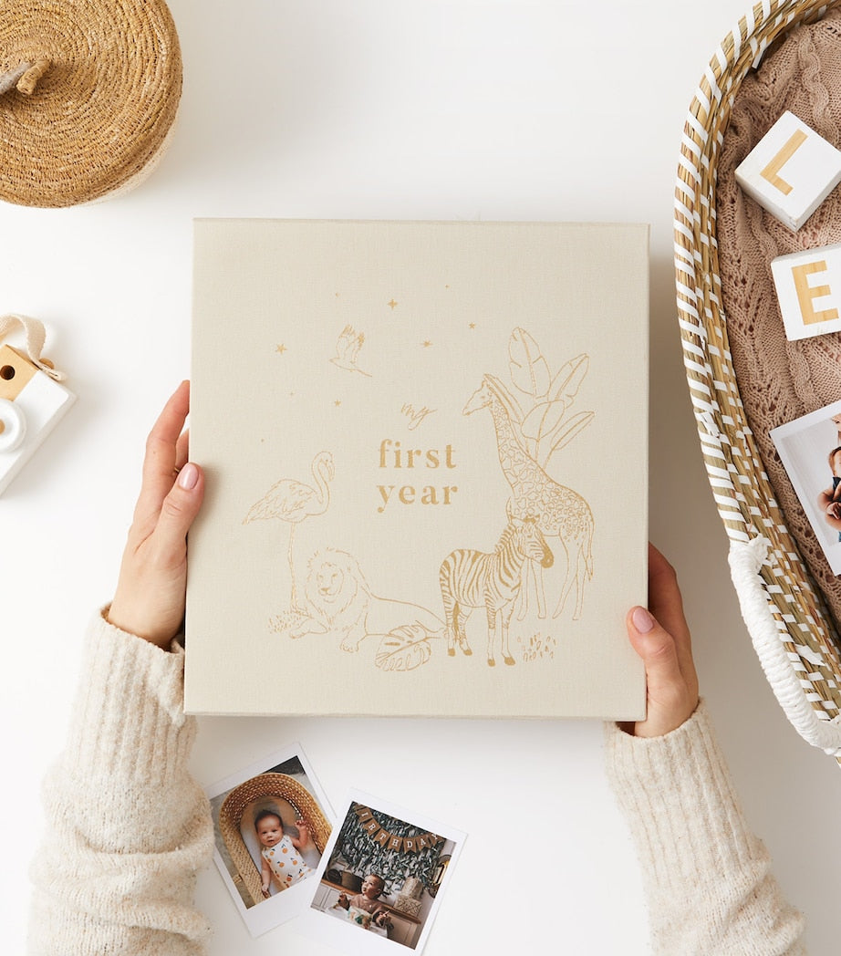 Blush and Gold Safari Baby Photo Album