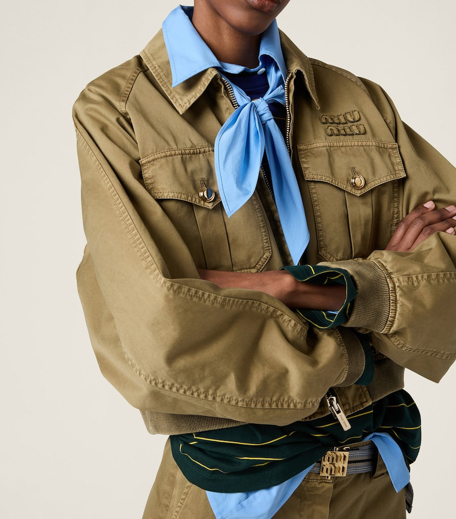 Green Cotton Bomber Jacket