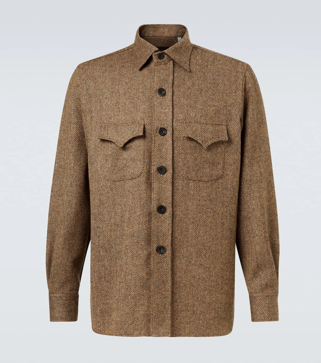Rubinacci - Herringbone wool Western shirt