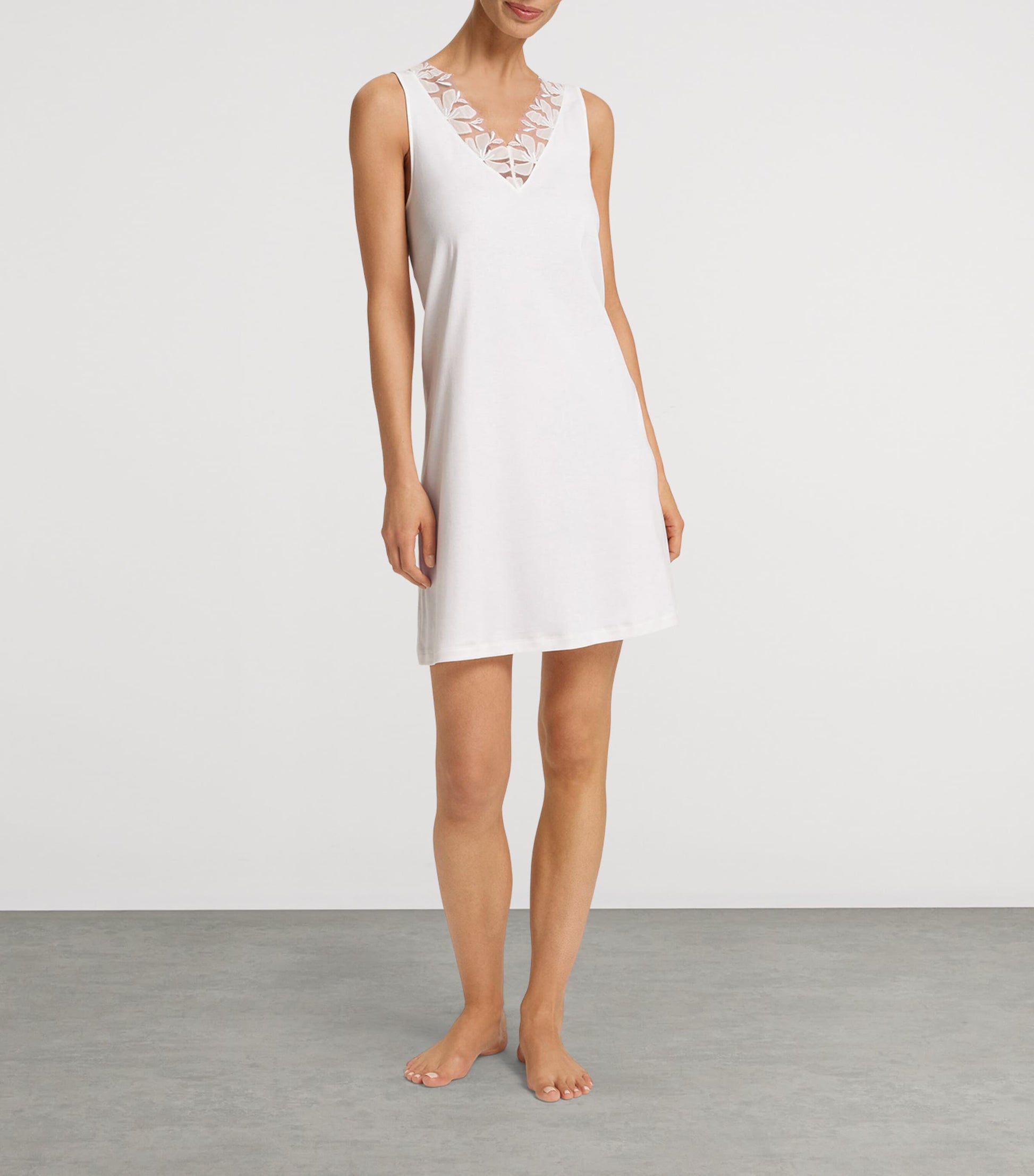 Hanro Ivory Lace-Trim Cotton Kalea Nightdress