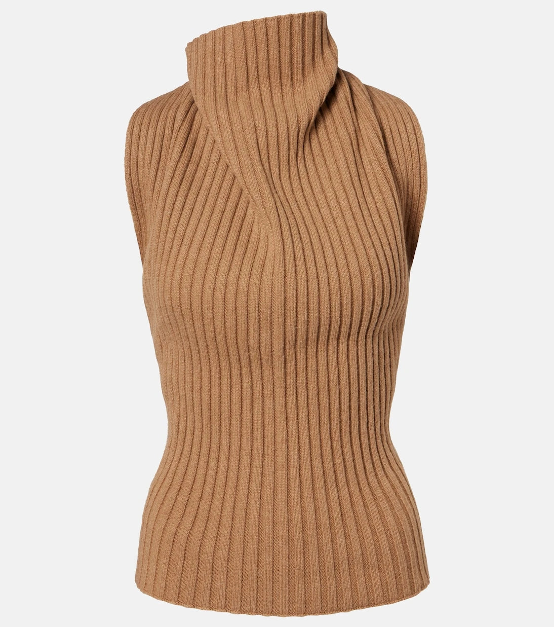 Victoria Beckham - Draped ribbed-knit wool-blend top