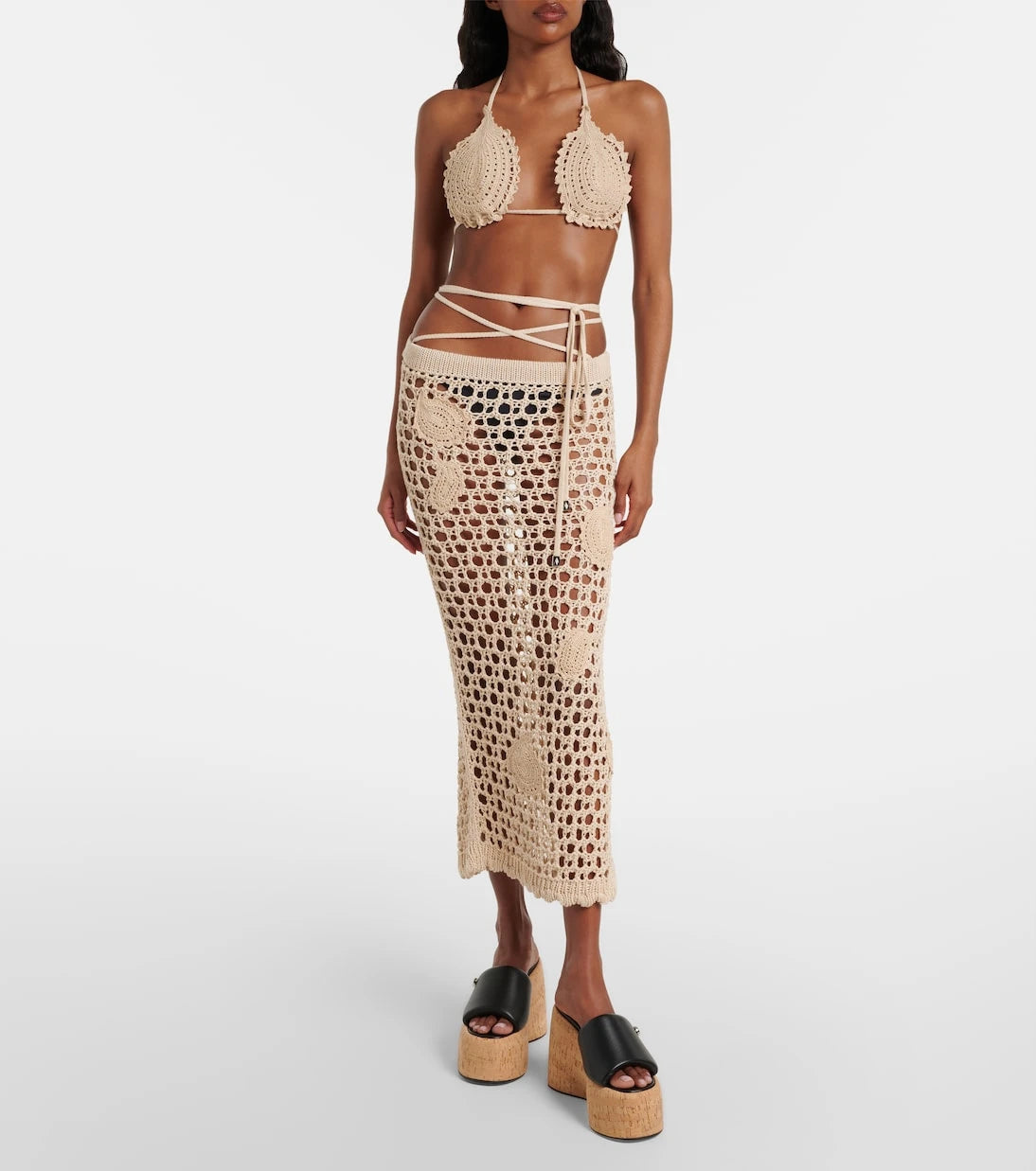 The Attico - Open-knit cotton beach cover-up