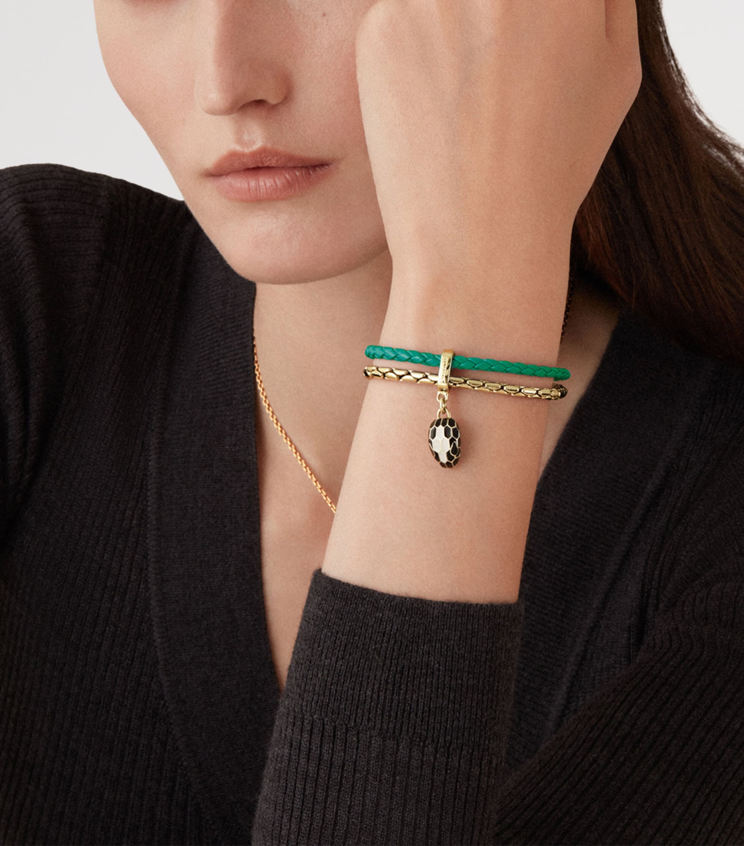 Leather Serpenti Forever Bracelet GREEN