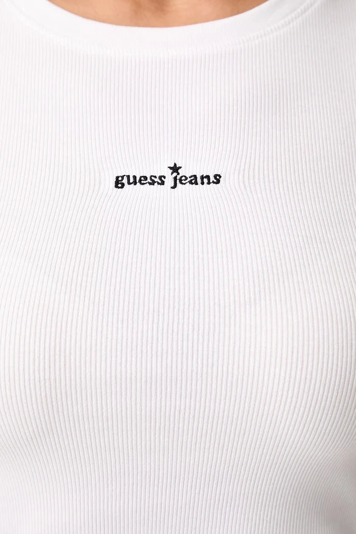 Guess Jeans pamuk ve elastanlı kadın tişörtü
