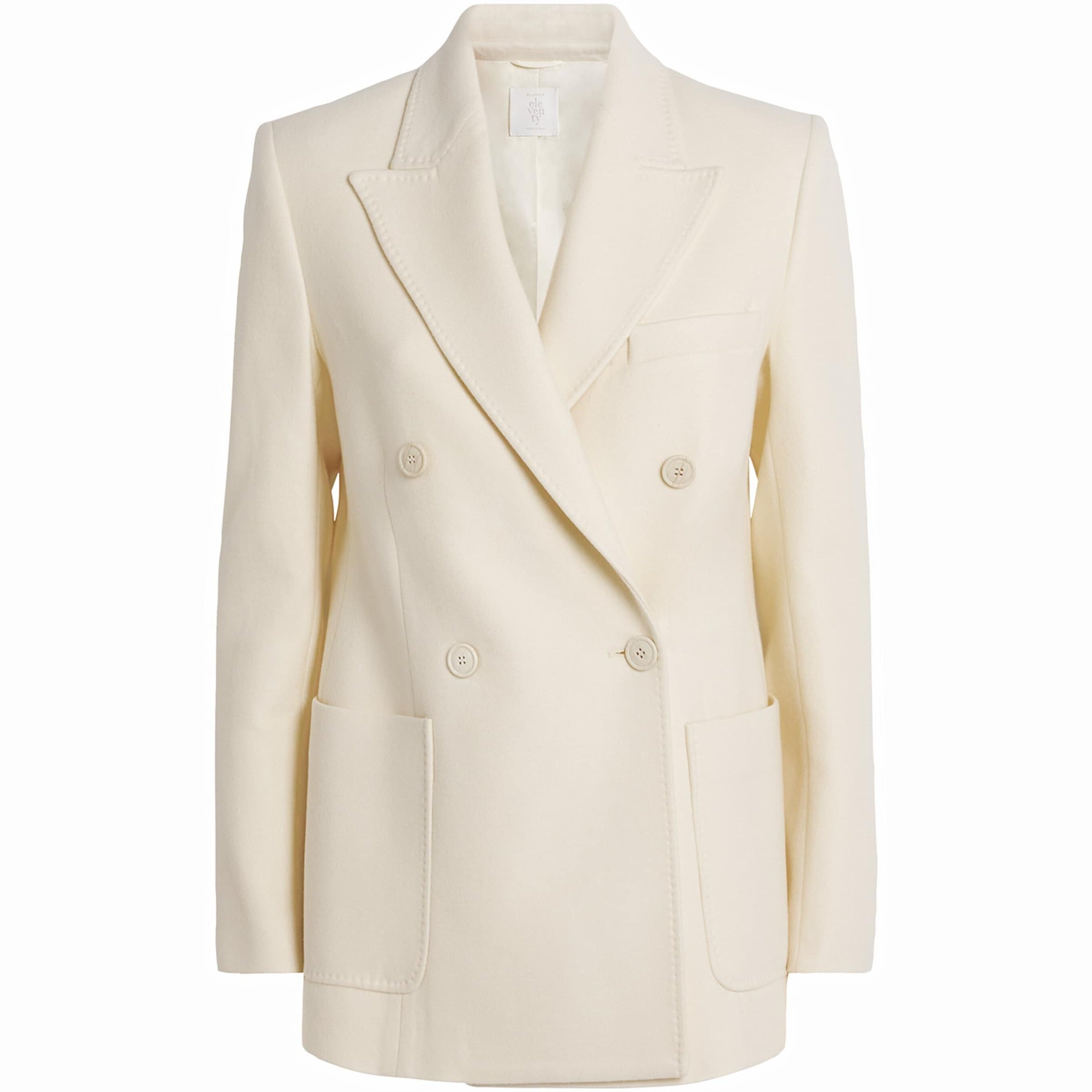 Eleventy White Wool Double-Breasted Blazer