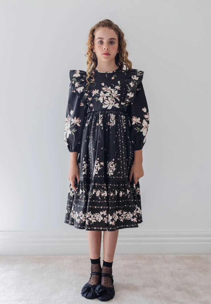 Petite Amalie - Floral ruffled cotton dress