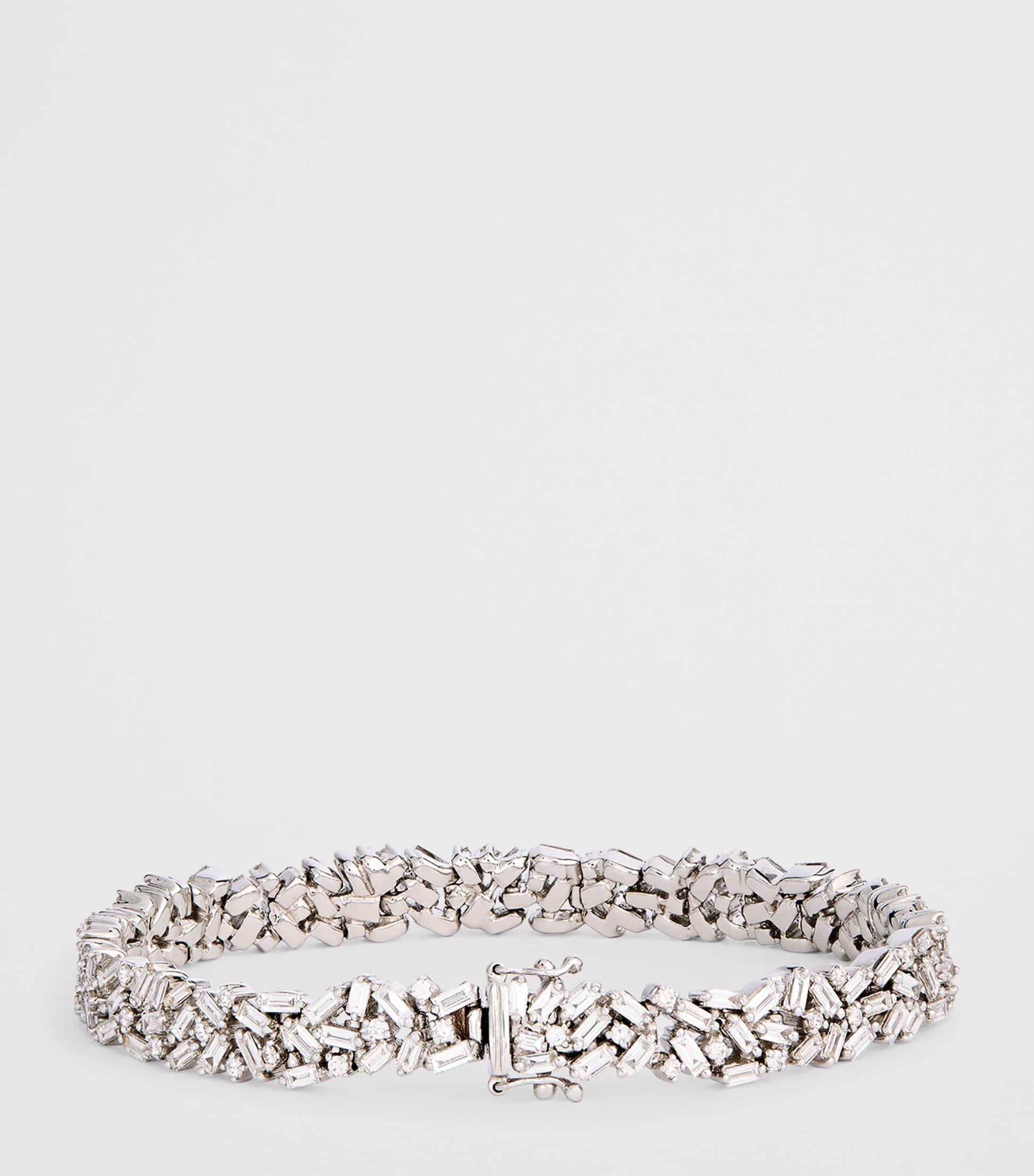 White Gold and Diamond Fireworks Three-Row Tennis Bracelet