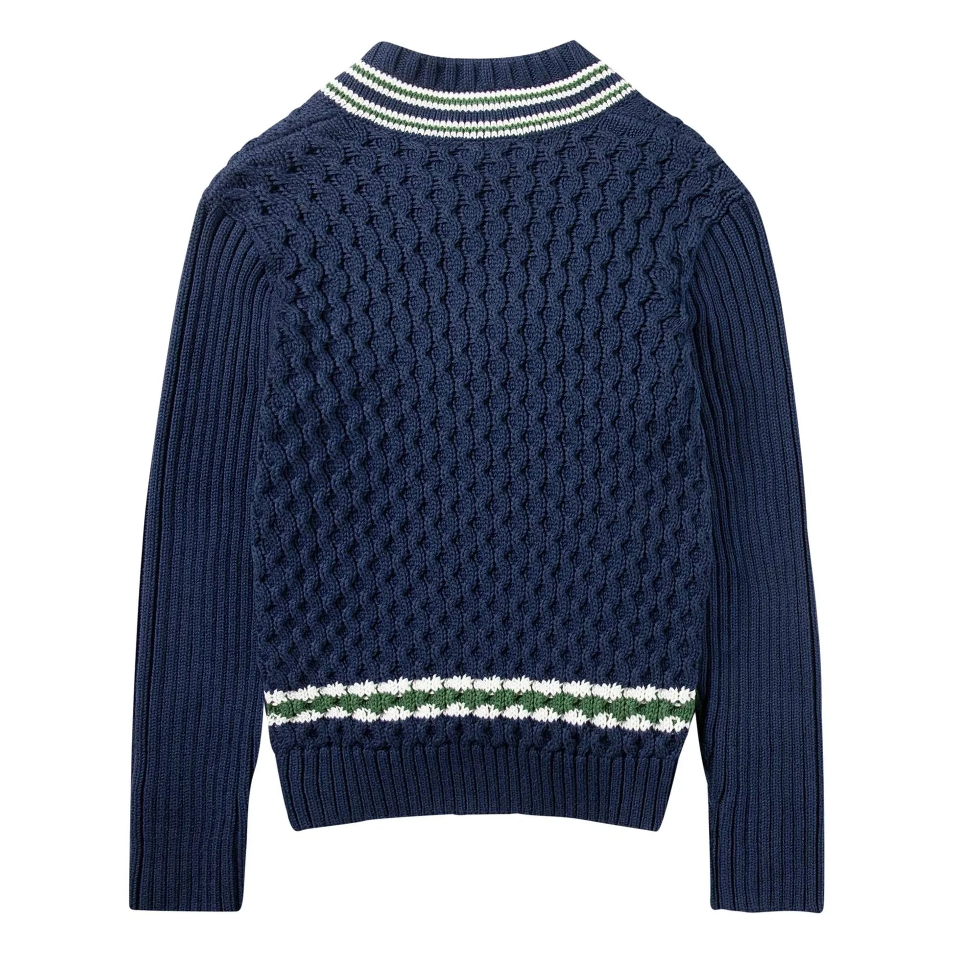 Lacoste - Organic cotton cable knit sweater | Navy blue