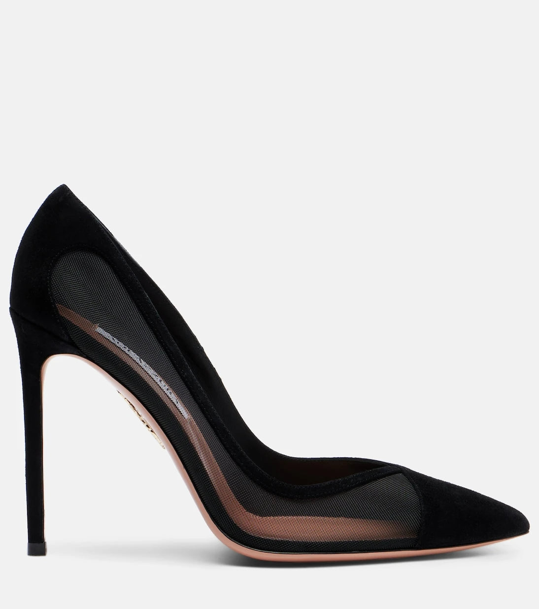 Aquazzura - Studio 105 mesh-trimmed suede pumps