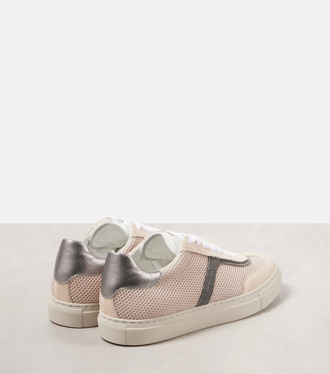 Brunello Cucinelli - Monili suede and mesh sneakers