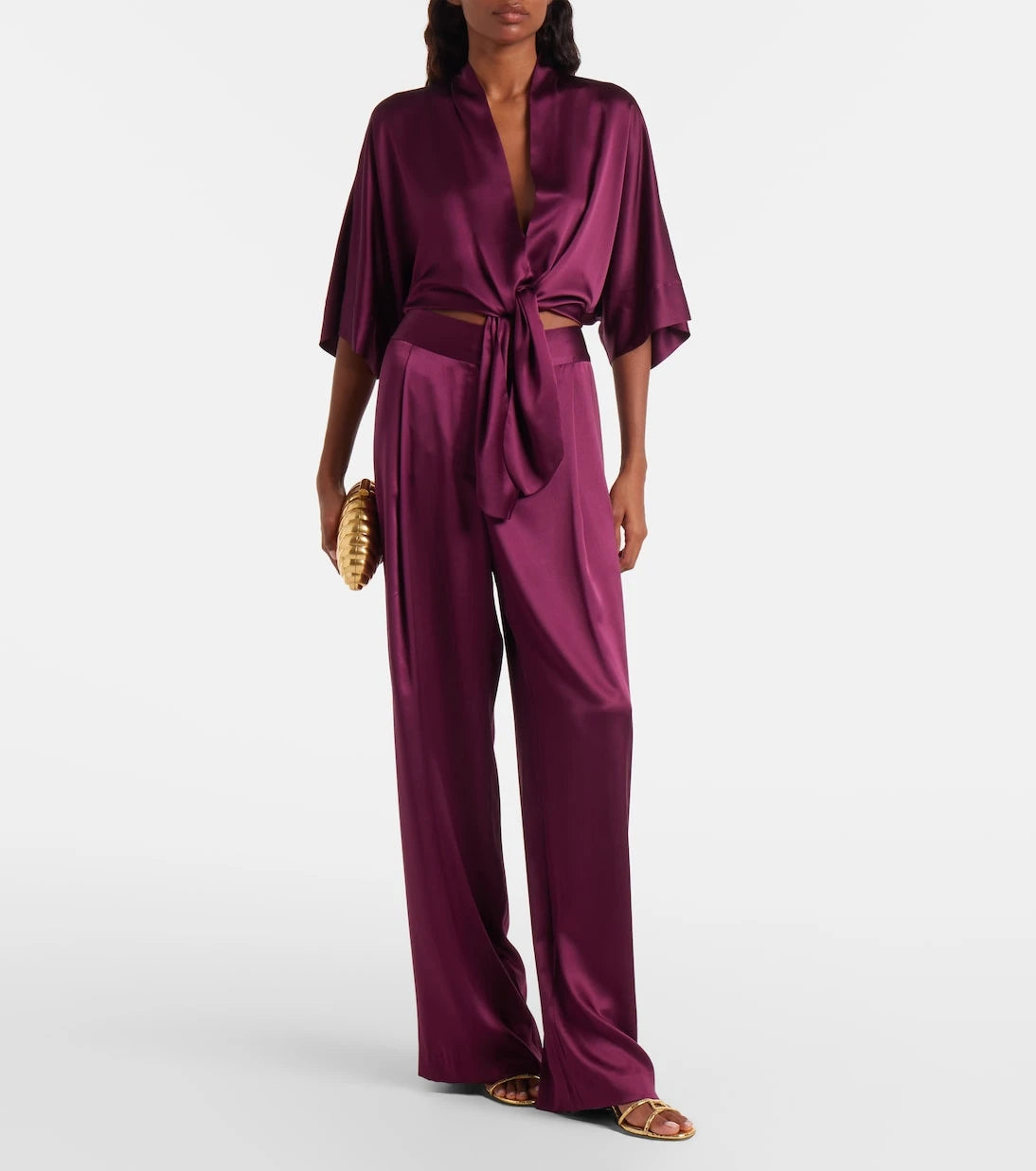 The Sei - Cropped silk charmeuse top