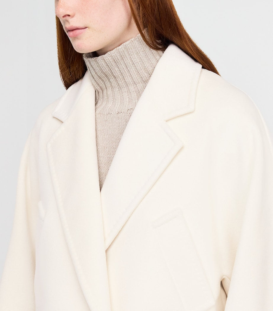Max Mara White Wool-Cashmere Cropped Coat