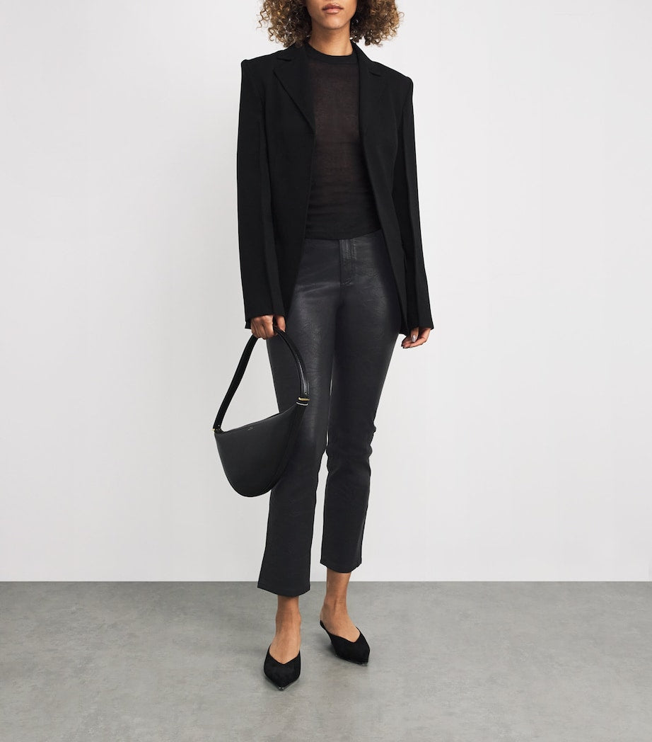 PAIGE Black Leather High-Rise Cindy Trousers