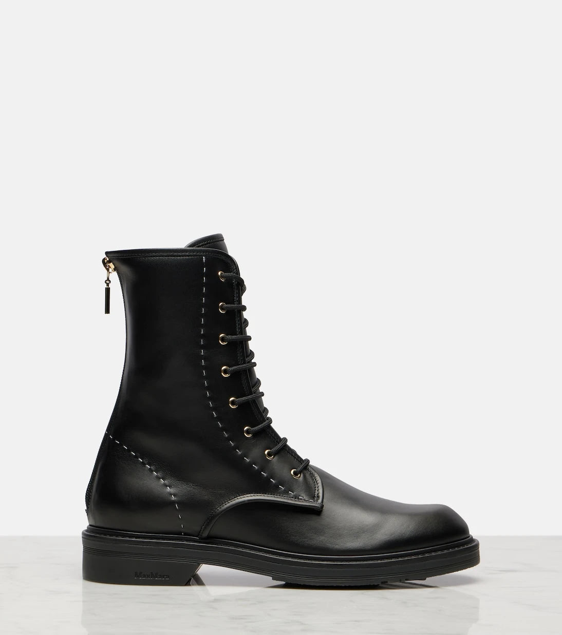 Max Mara - Urbancombat leather combat boots