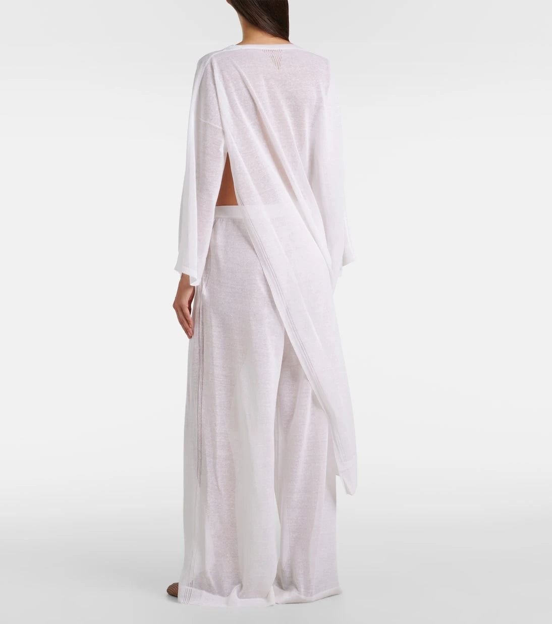 Alaïa - بنطلون كتان وحرير بأرجل واسعة