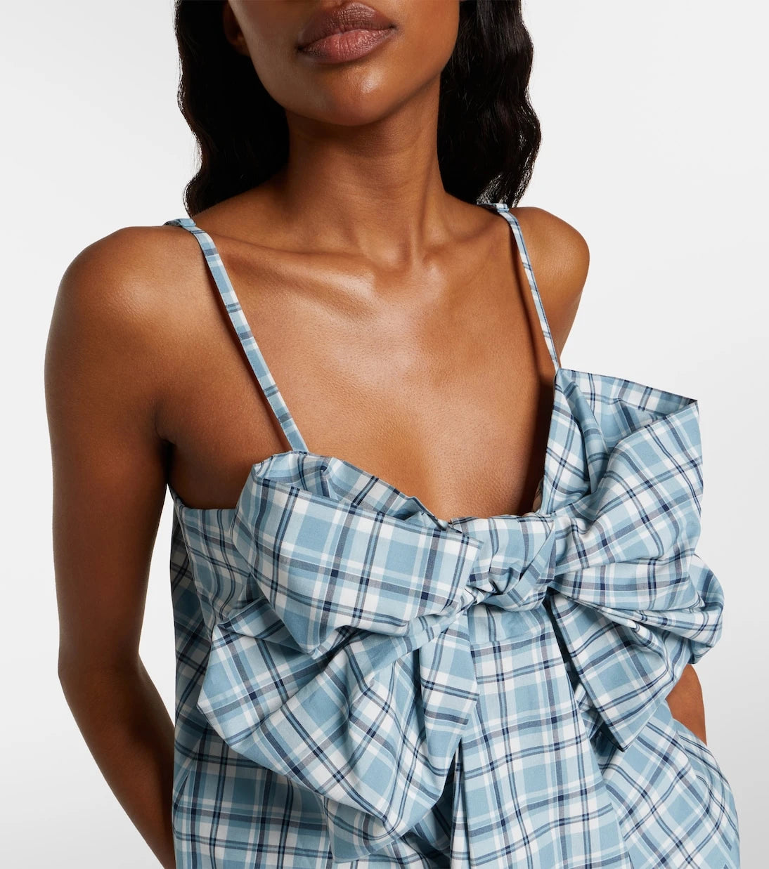 Acne Studios - Bow-detail checked cotton top