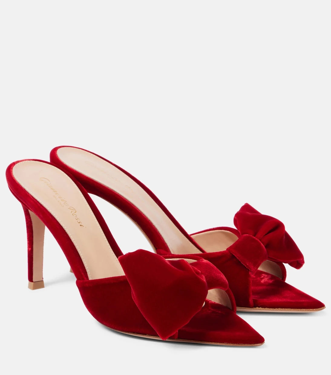 Gianvito Rossi - 85 bow-detail velvet mules
