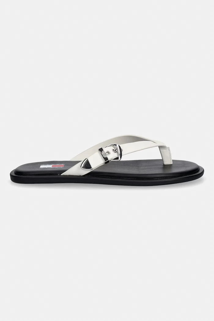 Tommy Jeans Kadın Deri Parmak Arası Terlik TJW FLAT LEATHER SANDALS