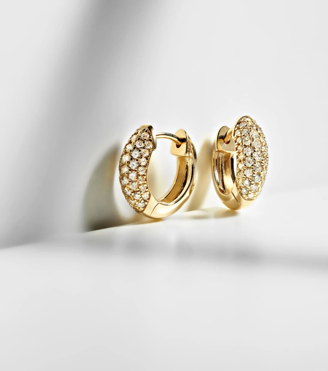 Sydney Evan - Puffy 14kt gold hoop earrings with diamonds
