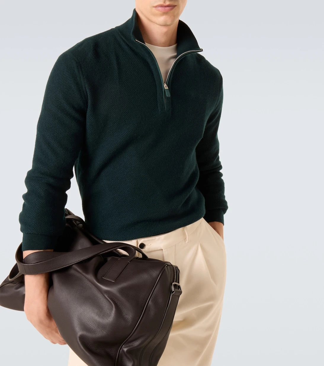 Zegna - كنزة كشمير بسحاب نصفي