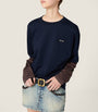 Blue Cotton Long-Sleeve T-Shirt