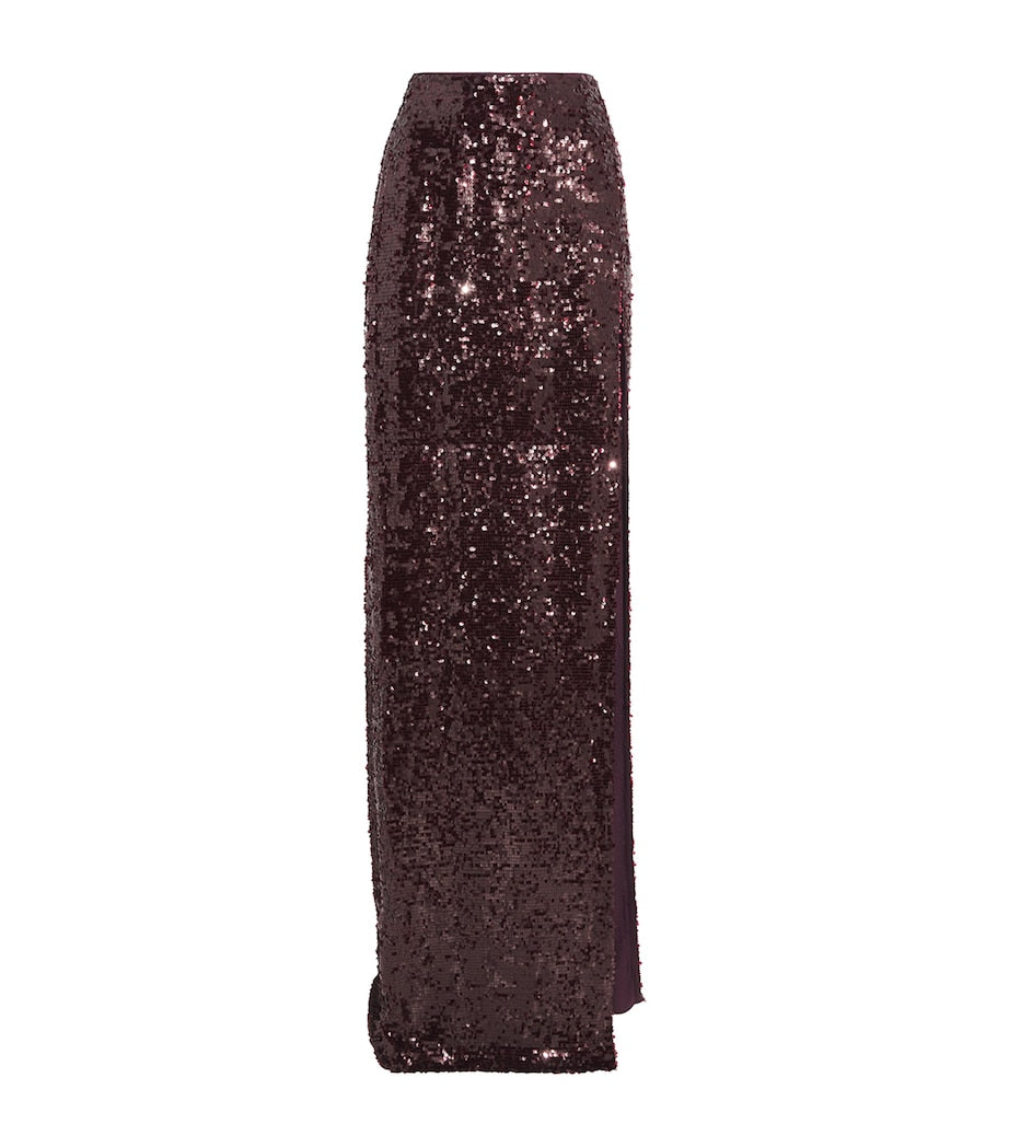 Purple Sequinned Maxi Skirt