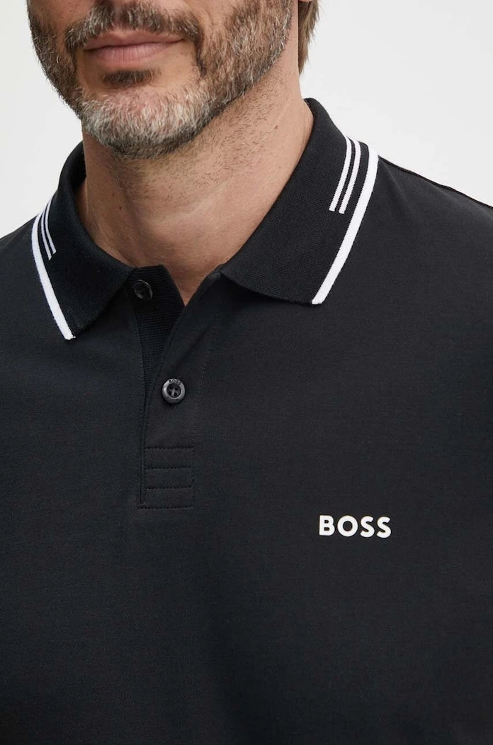 BOSS Green тениска с яка мъжка с памук Paul