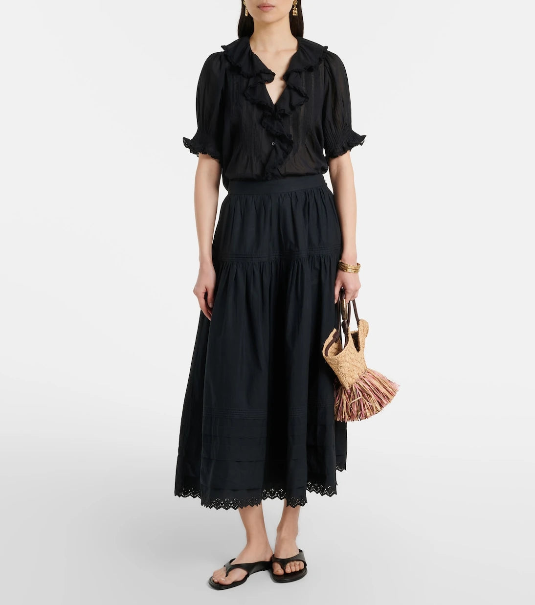 Dôen - Sebastiane cotton poplin midi skirt