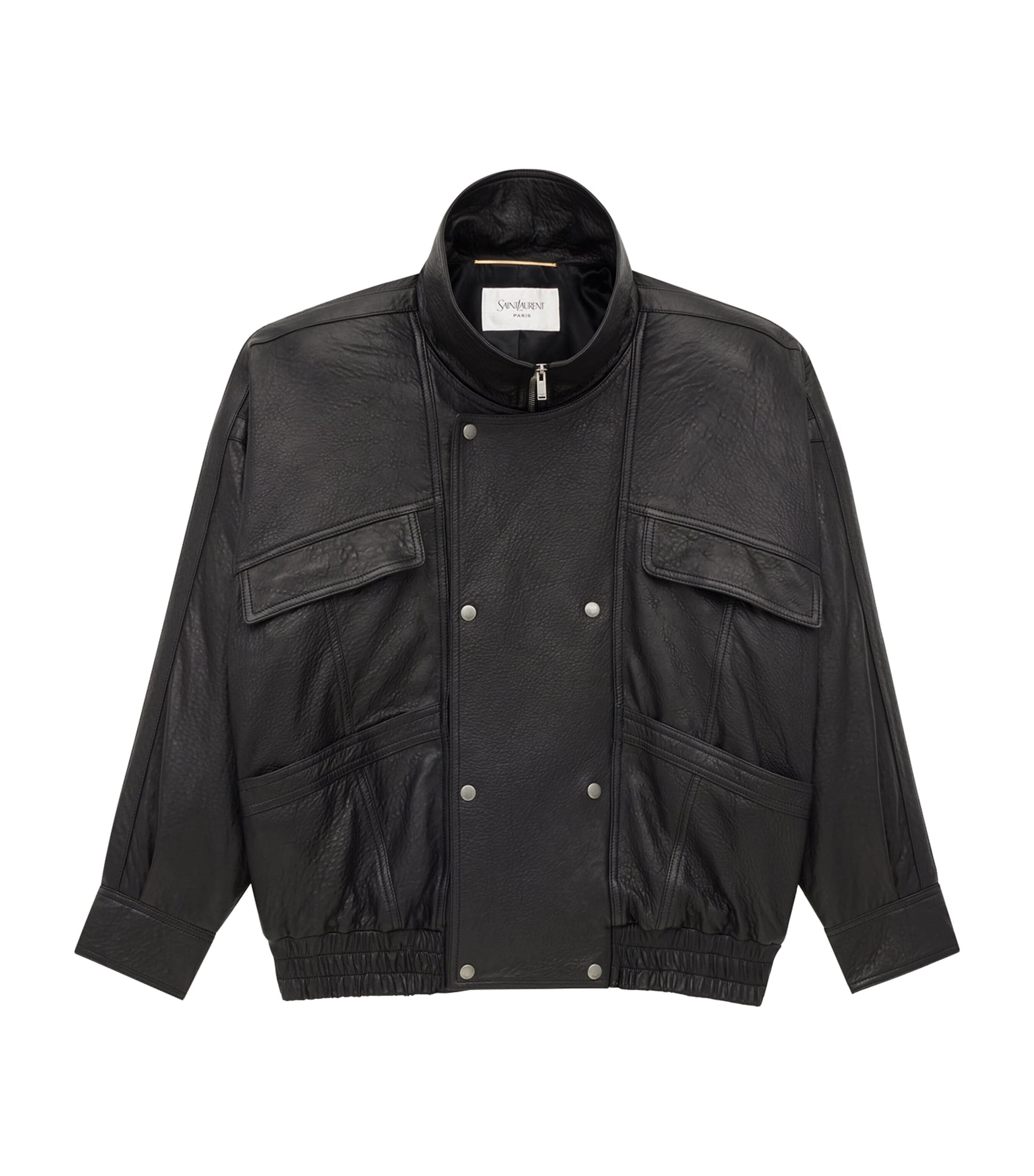 Saint Laurent Black Leather Bomber Jacket