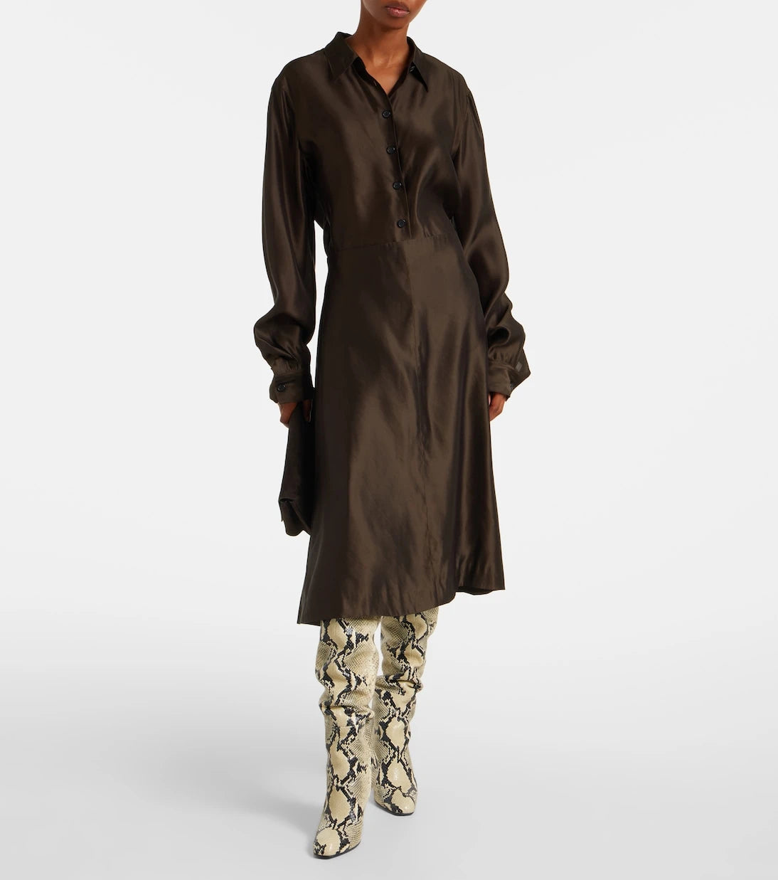 Khaite - Nania twill midi skirt