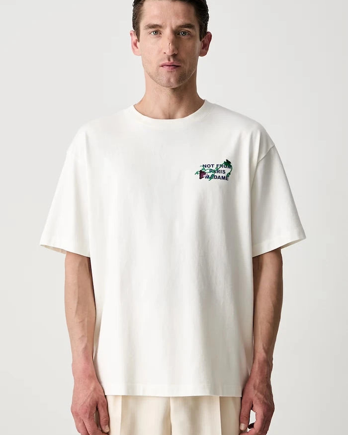 Drôle de Monsieur Erkek Pamuklu Tişört Vine Embroidered Slogan