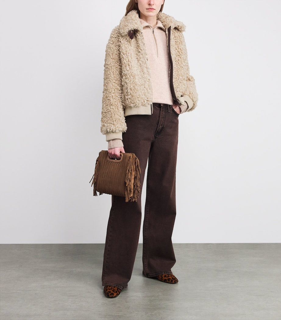 Brown Bouclé Bomber Jacket