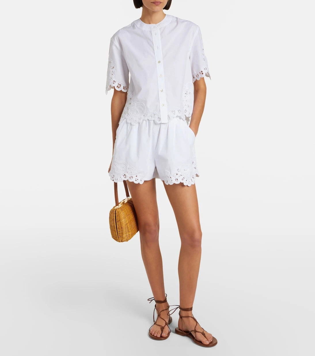 Veronica Beard - Vivaldi embroidered cotton shorts