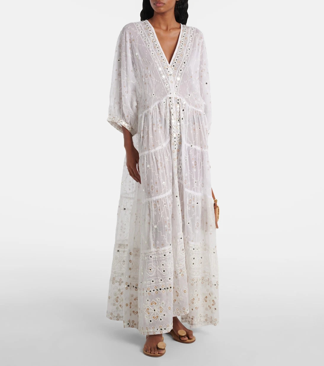 Juliet Dunn - Embroidered cotton maxi dress