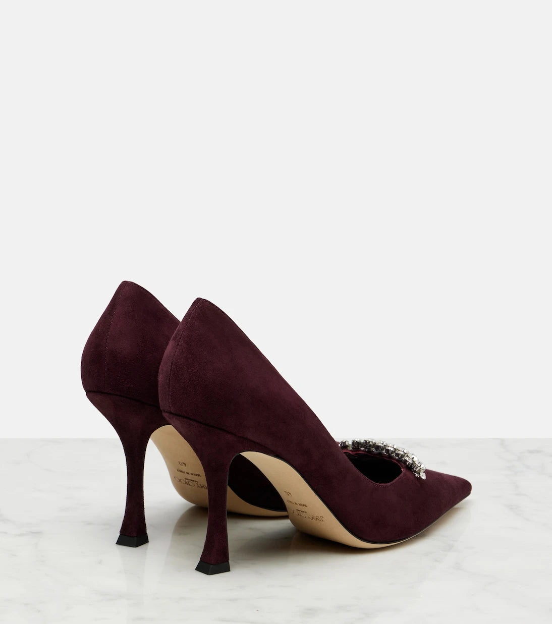 Jimmy Choo - Belinda 90 crystal-embellished suede pumps