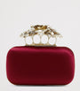 McQueen Burgundy Silk Carnation Knuckle Clutch Bag