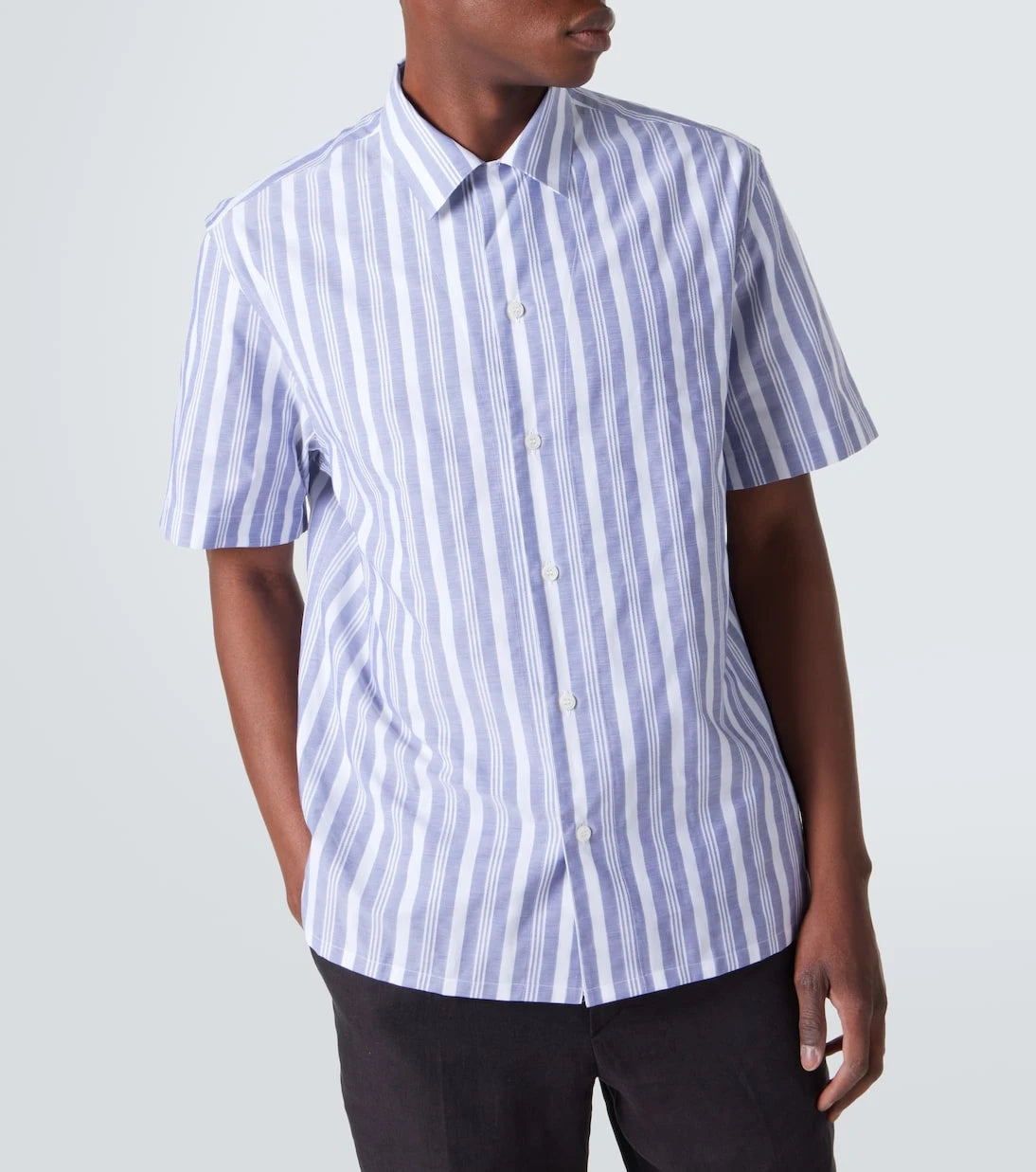 Brioni - Striped cotton poplin bowling shirt