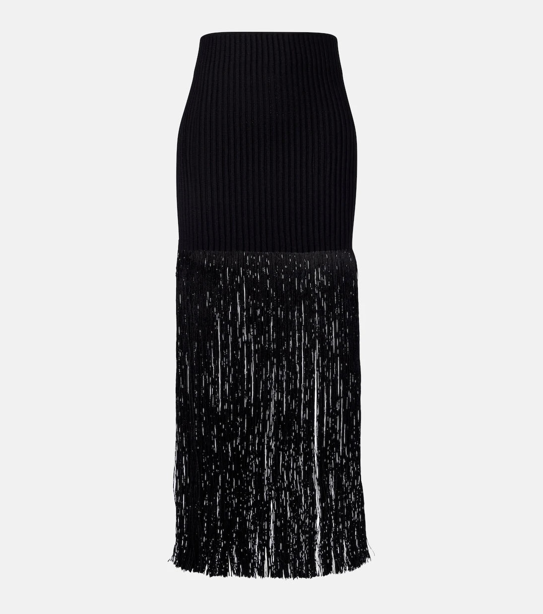 Alaïa - Fringed ribbed-knit skirt