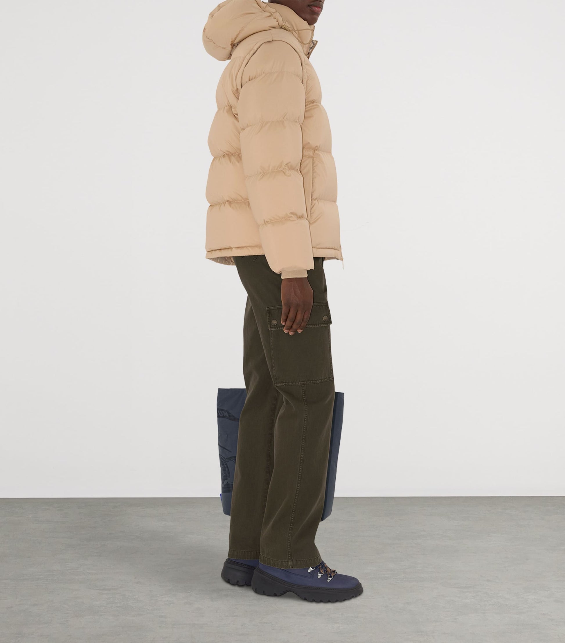 Beige Detachable-Sleeve Puffer Jacket