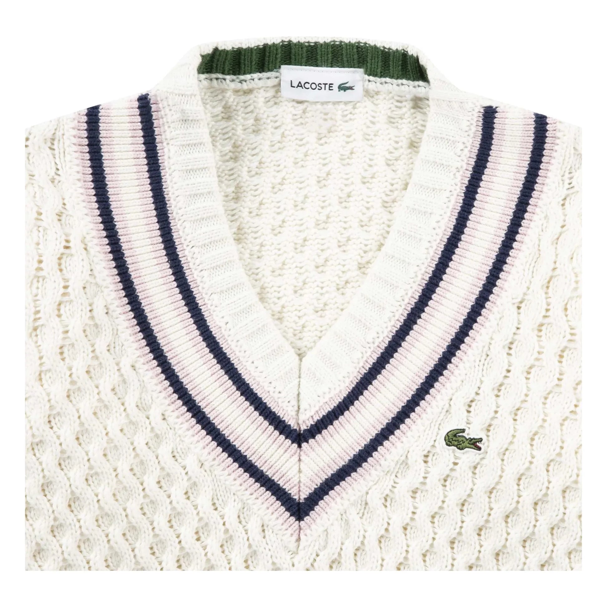 Lacoste - Organic cotton cable knit sweater | Ecru