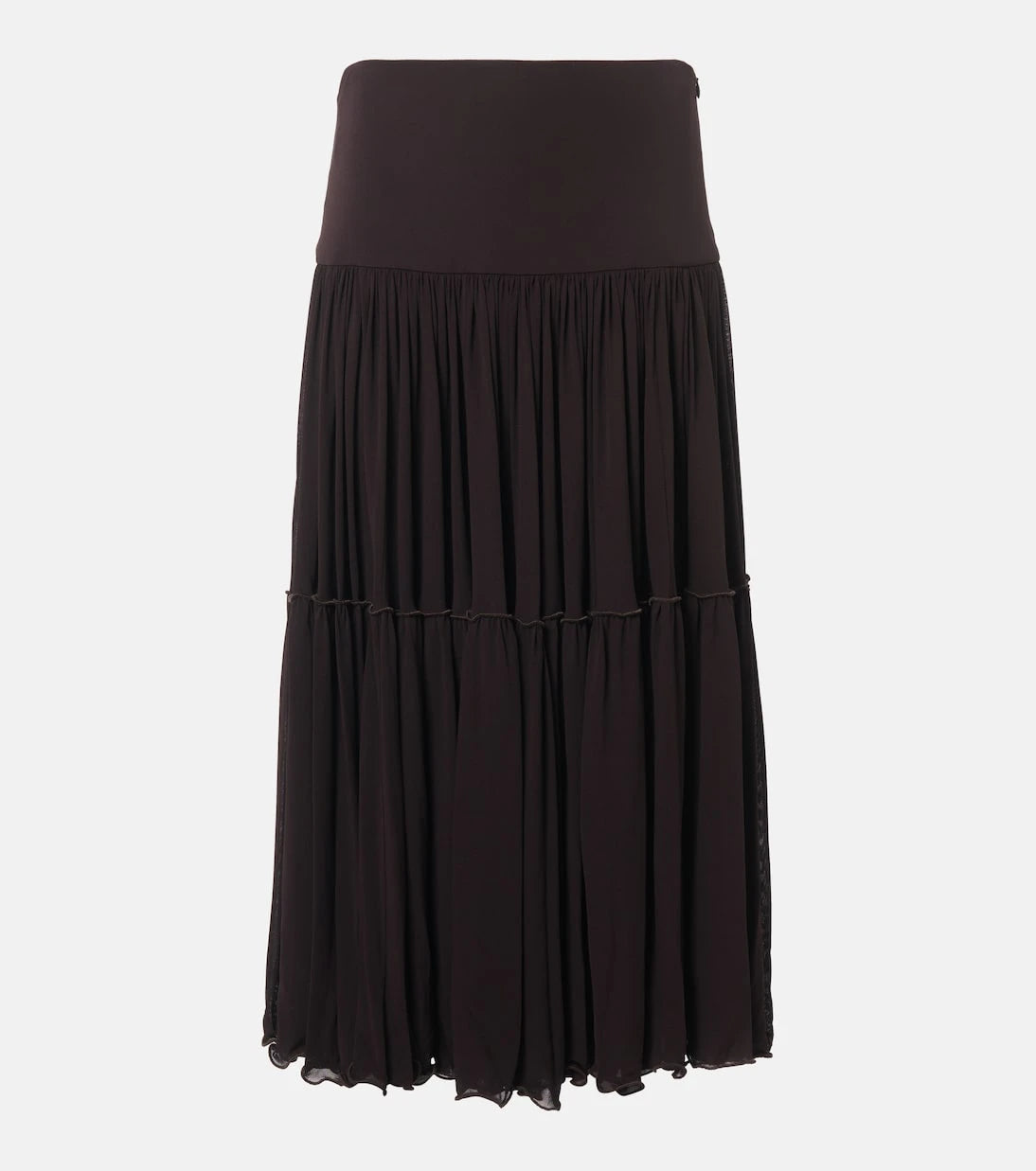 Jil Sander - Pileli krep şifon midi etek