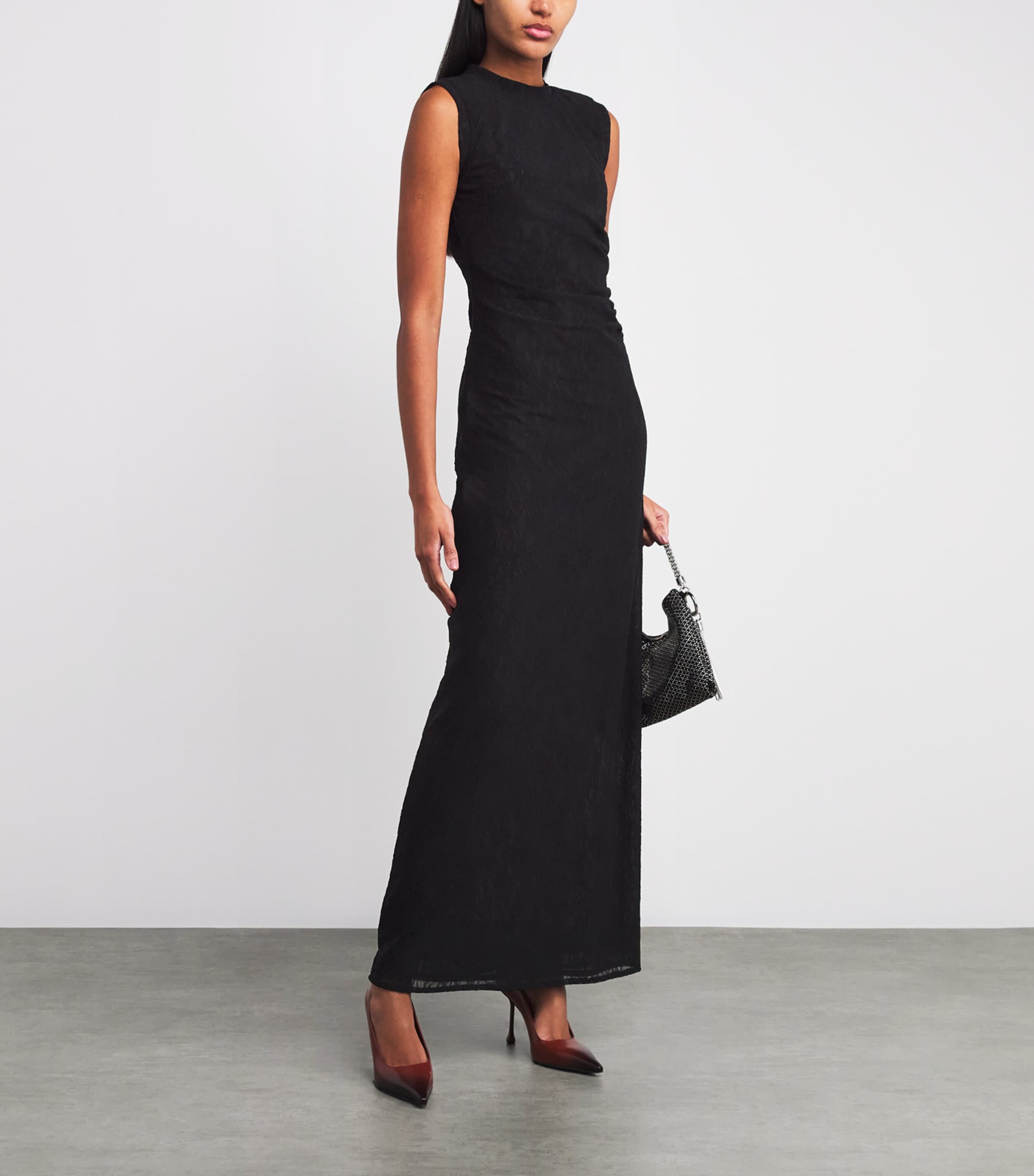Stella McCartney Black Lace Floral Maxi Dress