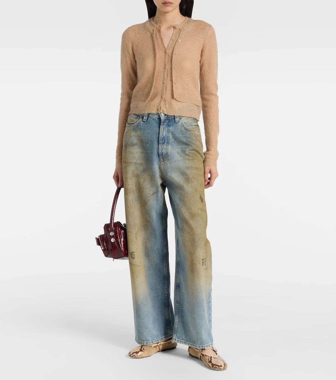 Paris Texas - Sveva snake-effect leather ballet flats