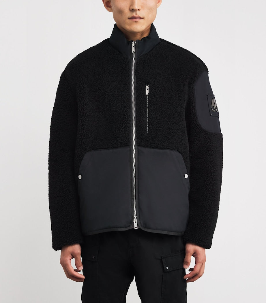 Moose Knuckles Black Fleece-Trim Jacket