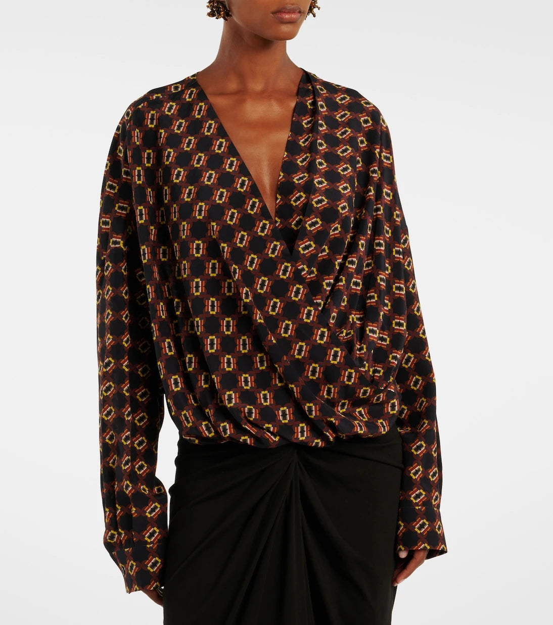 Dries Van Noten - Draped printed silk top