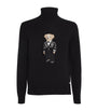 Ralph Lauren Purple Label Black Rollneck Polo Bear Sweater